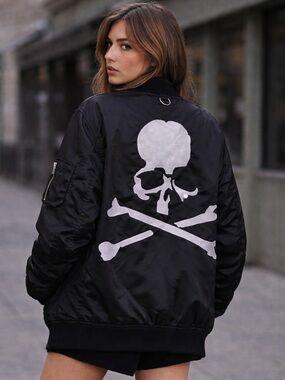 Mastermind World | Silk-Lined MA-1 Bomber Jacket | Cashmere Rib | Japan Made